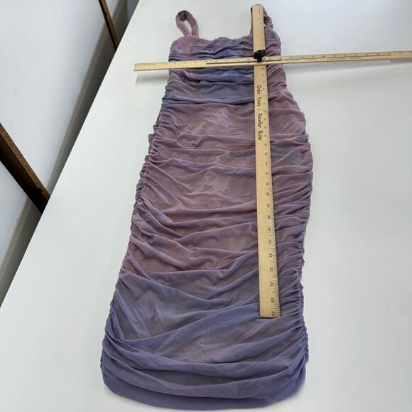 Nookie Dress Womens Medium Blue Purple Vision Midi Mesh Corset Square Neck - Picture 10 of 11